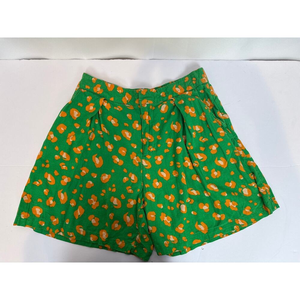 Tabitha Brown x Target Leopard Shorts Sz M Green Orange Linen Blend